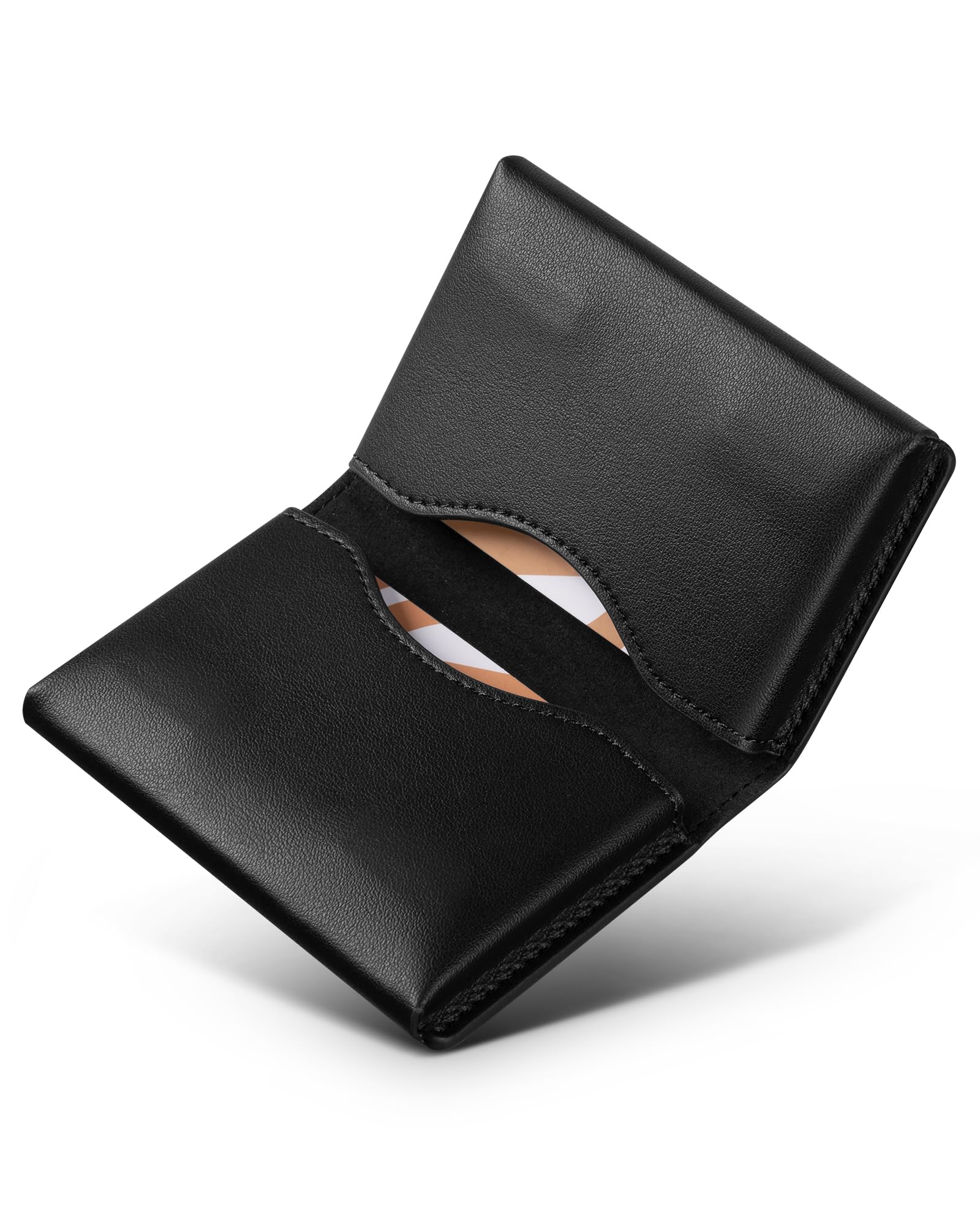 VULKIT Leather Business Card Holder, RFID Blocking, Magnetic Closure, 2 Big Slots Holds up to 40 Cards, Black
