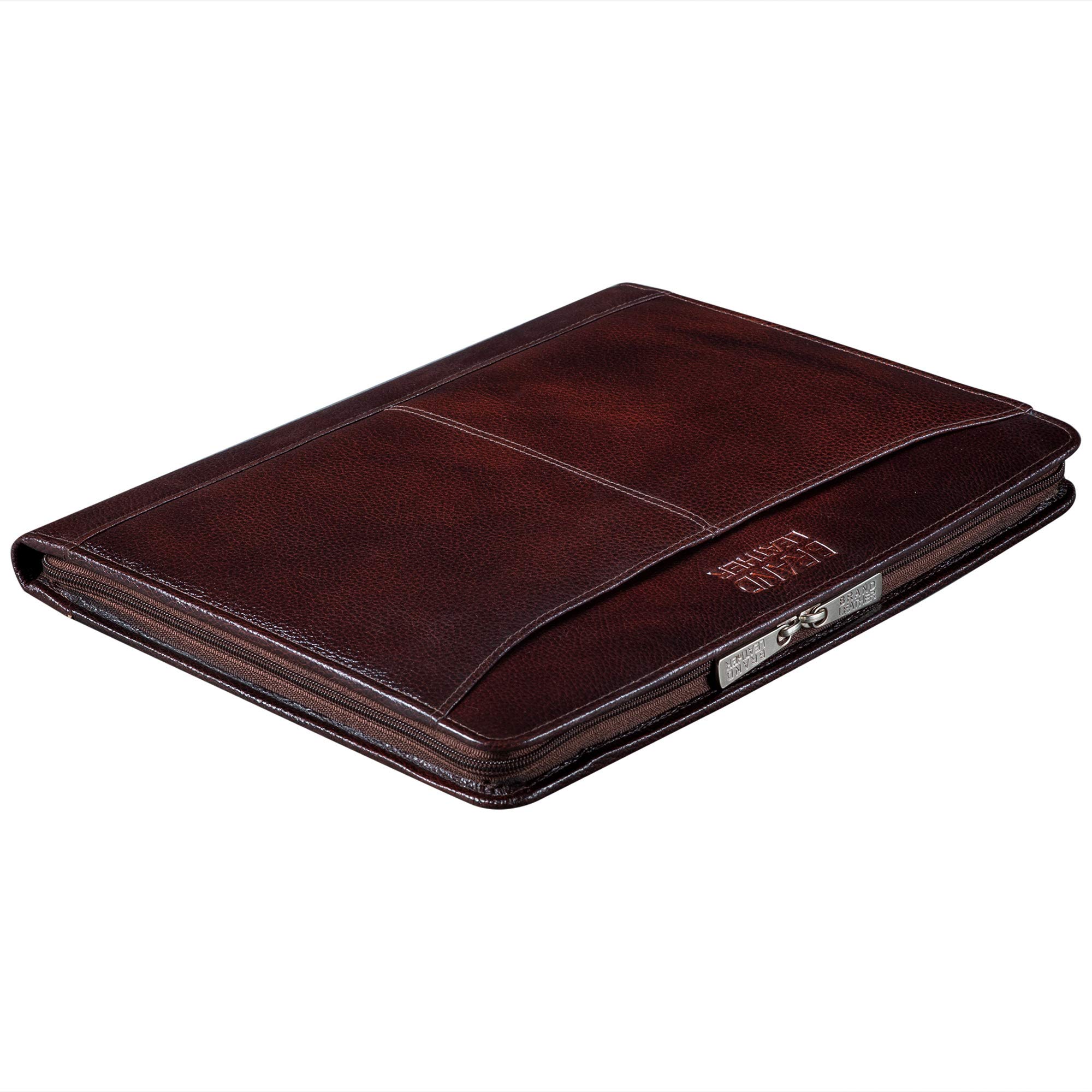 BRAND LEATHER Genuine Leather File Folder to Keep A4 Size documents, Pen Holder (Brown)-image-35