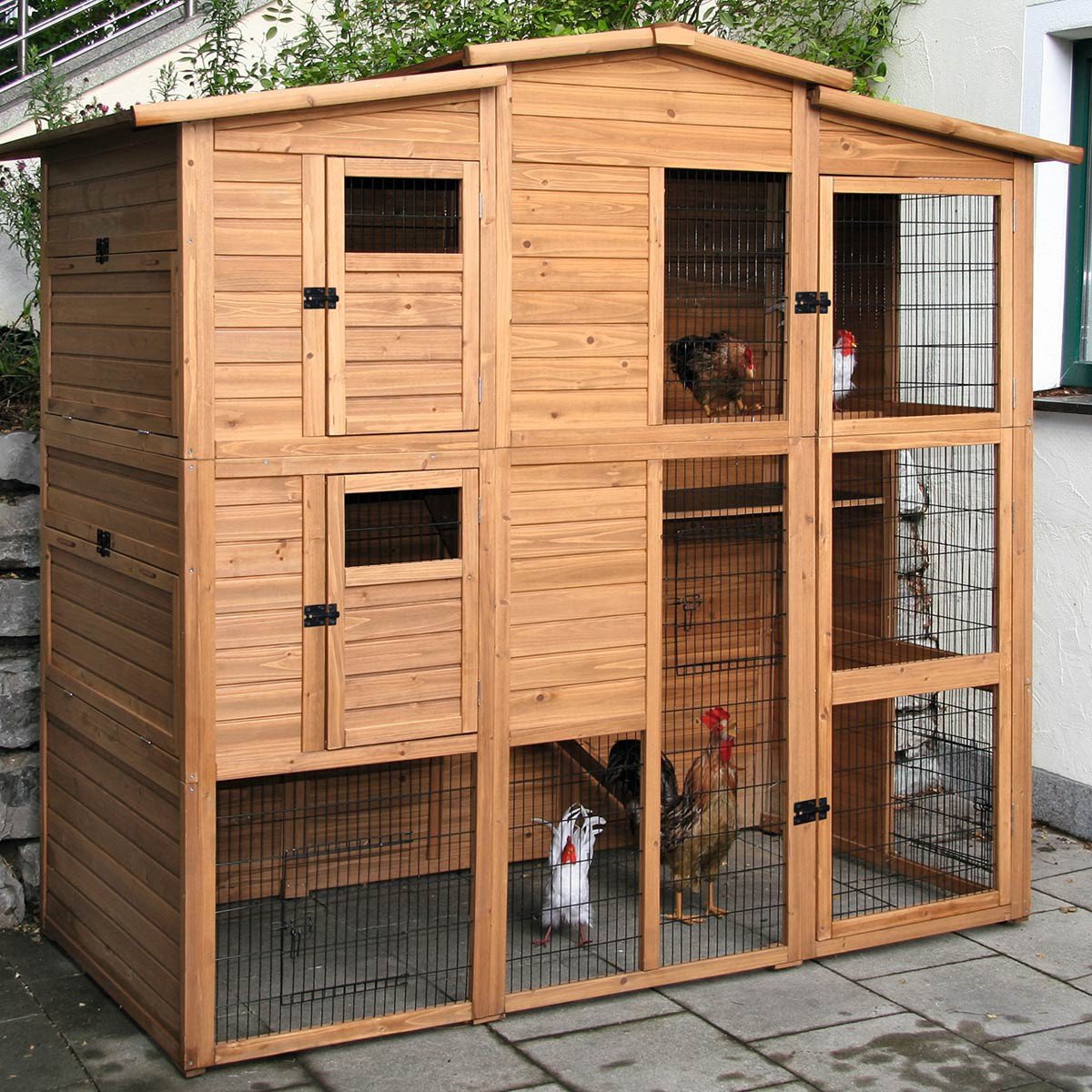 Kerbl Hobbyfarming Hühnerhaus, 222 x 115 x 200 cm, mehrere Etagen, 6 Türen, wetterfestes Dach, 6 Legenester