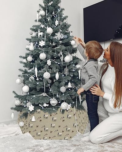 Miniatura 3 de Christmas Tree Collar 6-PCS14.5"x 10", Christmas Tree Ring Retro Cactus Camel Desert on Mottled Christmas Tree Stands Skirts Base Covers for Xmas