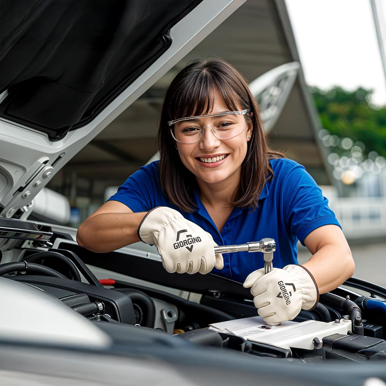 Giorgino Leather Work Gloves Men Heavy Duty Cowhide Driver Gloves Safety Work Gloves for Gardening & Construction - Image 5