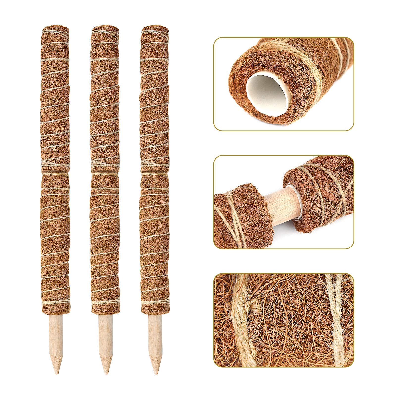 NA 6 PCS 15.7 Inches(94.2 Inches) Moss Pole,Coco Coir Totem Poles Coir Moss Totem Pole,Support Plants to Grow Upwards - Stackable Coco Plant Support Pole for Climbing Plants