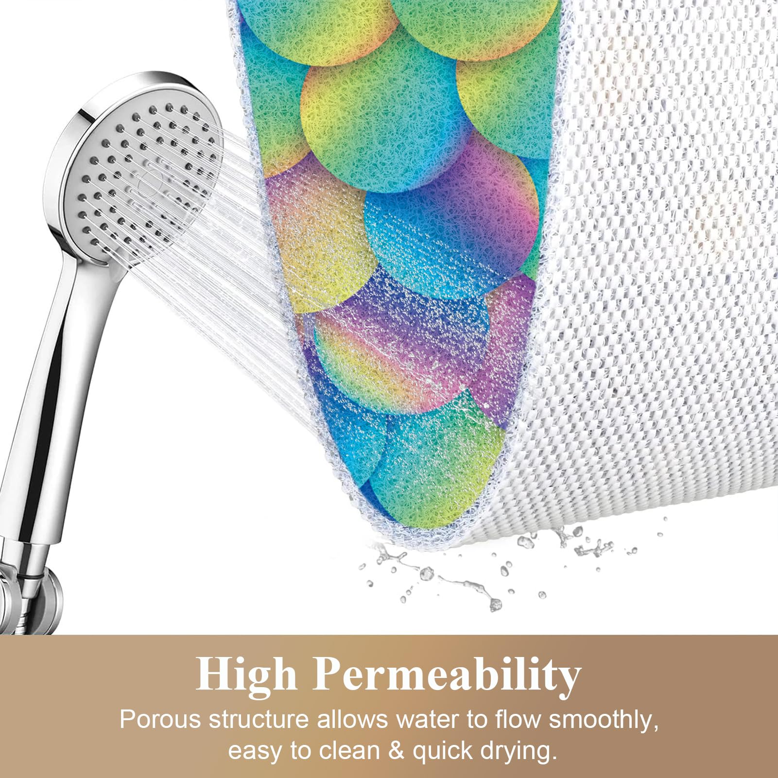 Alfombrillas de ducha antideslizantes para personas mayores, 120 x 240 cm, alfombrilla de baño antideslizante para ducha interior, alfombrillas de bañera para baño, almohadillas de baño de lufa de PVC