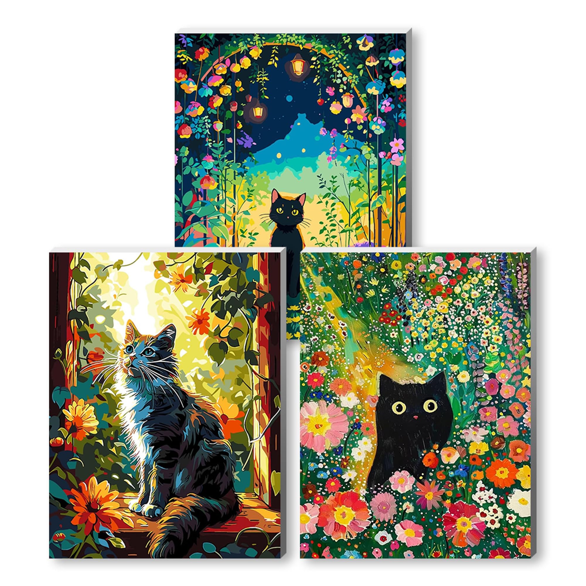 Nznanchu Cat2 Cat Diy Paint By Number For Adults,Flower Wooden Framed Painting Kits For Adult,Easy Color By Numbers,Small Paint By Number Canvas Crafts Watercolor For Beginner Room Decor