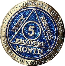 5 Month AA Medallion Reflex Blue Glitter Gold Plated Chip - coolthings.us