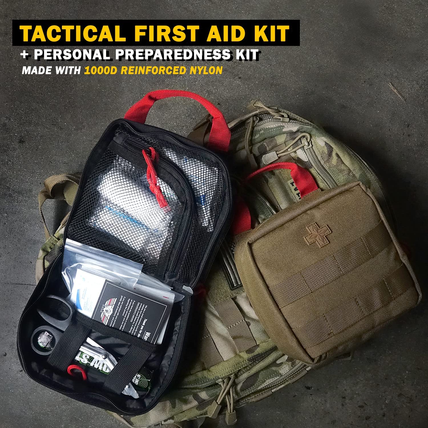 Everlit 180 Pieces Tactical First Aid Kit IFAK Molle EMT Pouch Outdoor Camping Emergency Kits for for Camping Boat Hunting Hiking Home Car Earthquake and Adventures - image 6