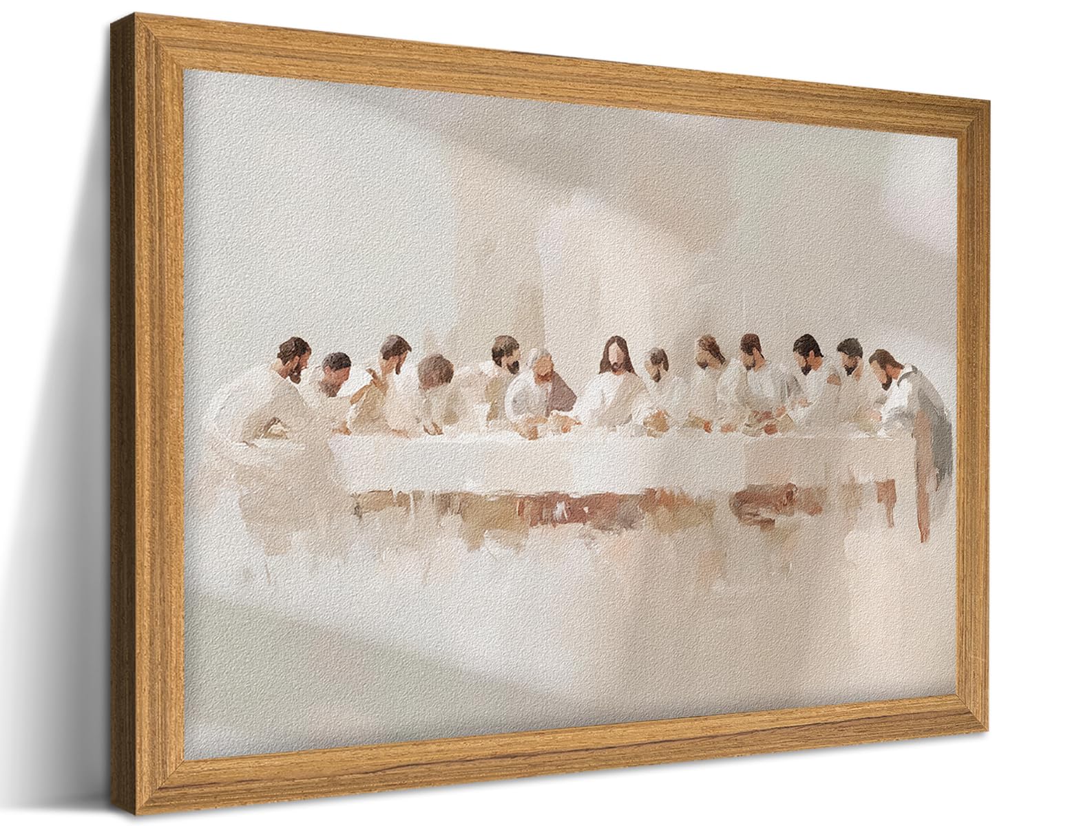 Photo 1 of **FRSME BROKEN/ HAS SCRATCHES FROM BOX CUTTER**** Framed 3D Textured Jesus The Last Supper Wall Art, Hand Drawn Sandstone Christian Wall Decor Painting, Leonardo da Vinci Jesus Religious Artwork Picture for Living Room Dining Room 24x36 Inch