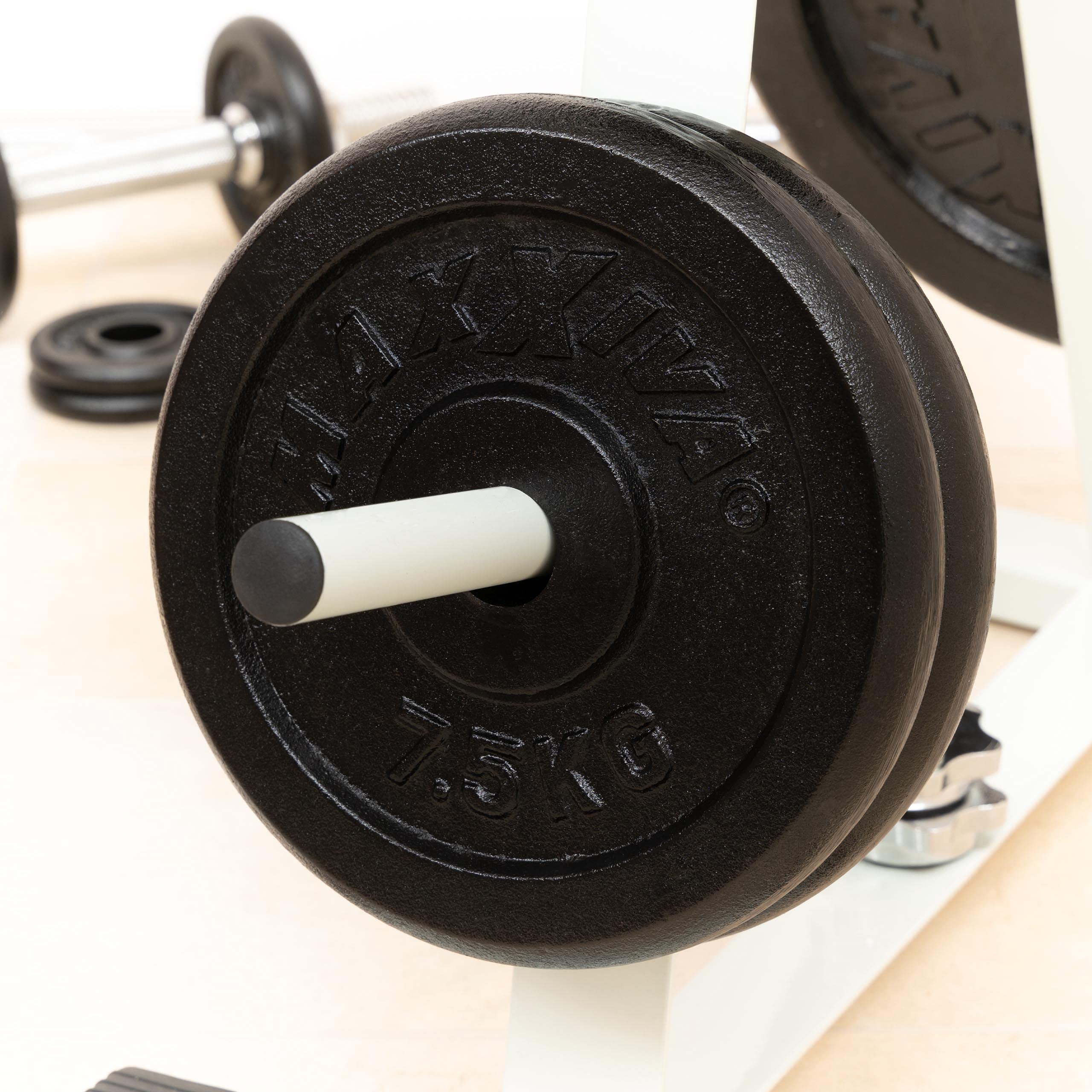 Hantelscheiben 4 Set Gewichtsplatte je 7,5 kg Gusseisen schwarz 30 kg Fitness Krafttraining Bodybuilding Workout Gewichtheben Reha