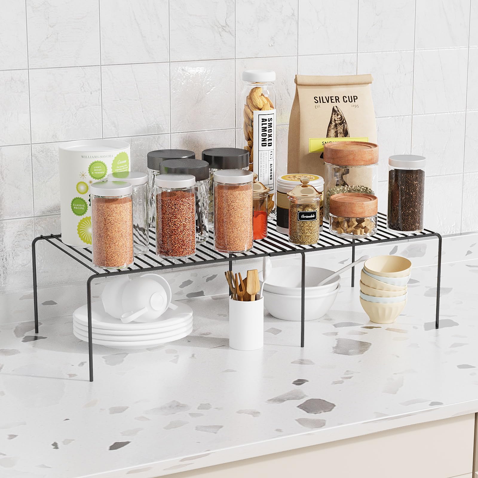 Estante de almacenamiento extensible, organizadores y almacenamiento de despensa, estante ajustable de alambre de metal inoxidable para especias, estantes de almacenamiento de cocina que ahorran