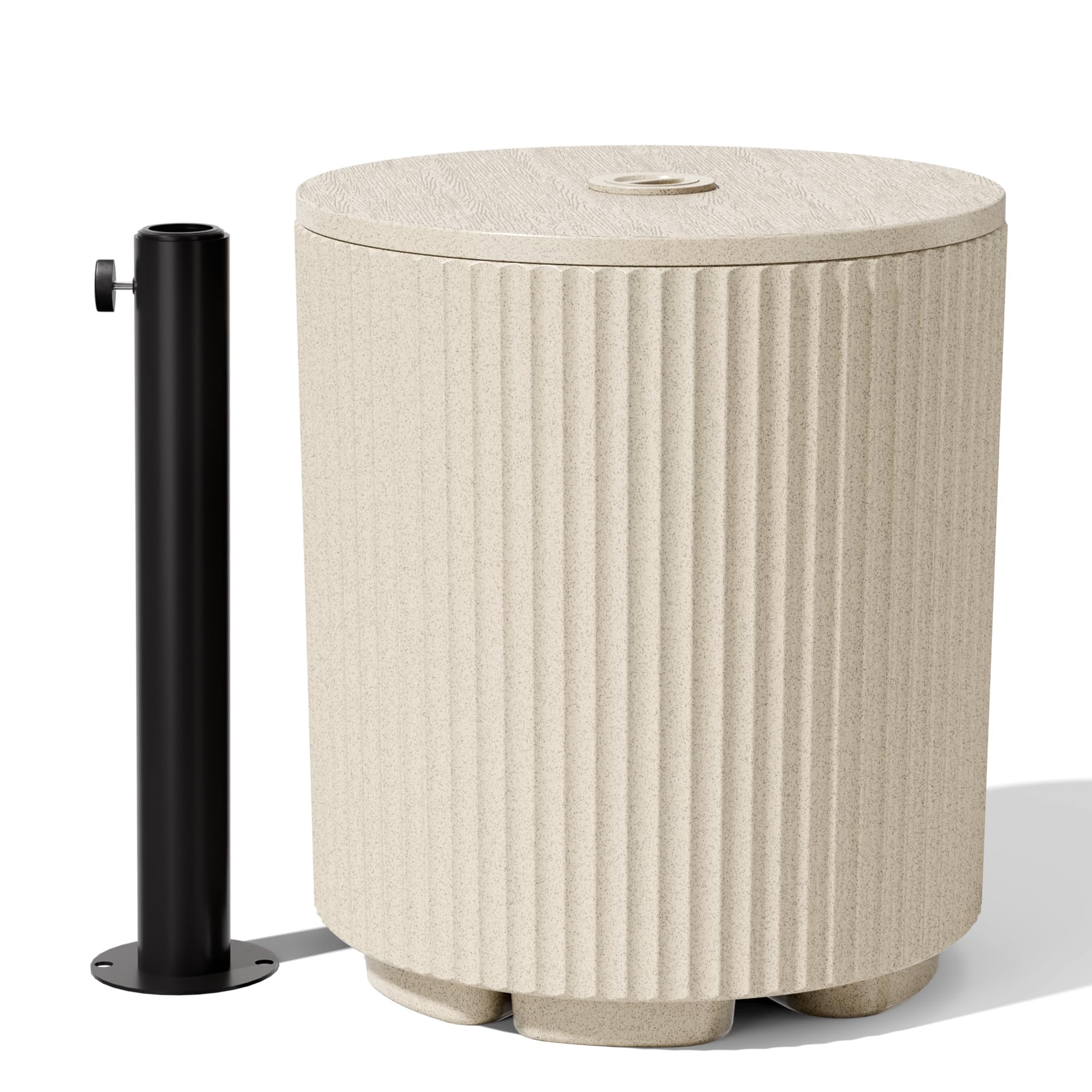 Photo 1 of **NON-COMPATIBLE WITH CANTILEVER UMBRELLA*** Trygoal 2-in-1 Outdoor Umbrella Base, Umbrella Side Table with 2.2 Inch Hole, Bladder Umbrella Base with Adjustable Knob, Weighted Umbrella Stand for Outdoor, Patio, Garden, Poolside, Beige