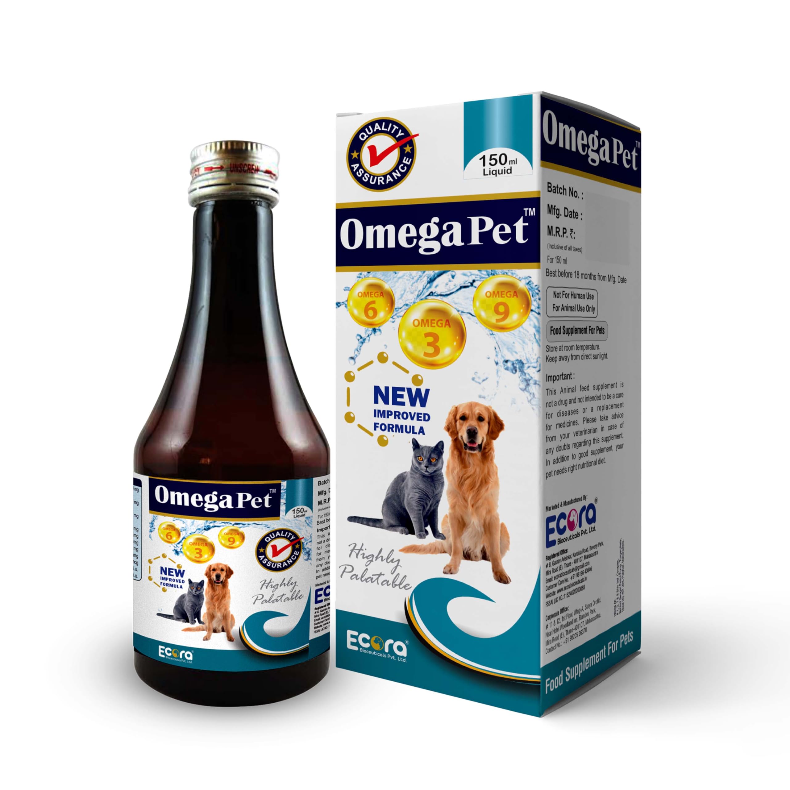Omega Pet Liquid for Dogs & Cats – 150ml | Rich in Omega 3, 6 & 9 Fatty Acids | Supports Skin, Coat, Joint & Heart Health | Pet Supplement for Overall Wellness-image-22