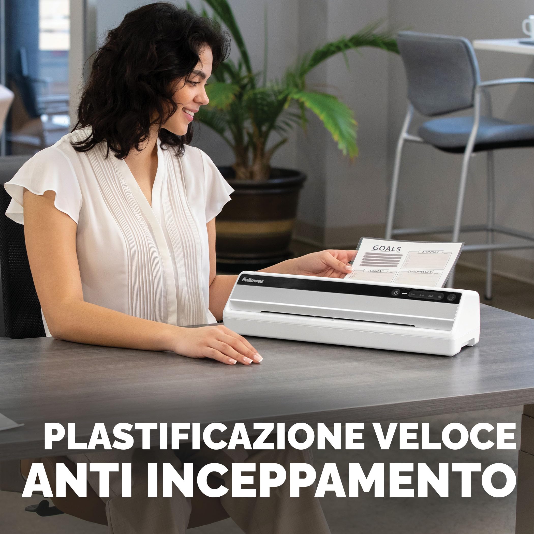 Fellowes Saturn A3 Plastificatrice per piccoli uffici – InstaHeat, pronta in 60 secondi, anti-inceppamento, spegnimento automatico – per pouches 80/100/125 micron – include 10 pouches – casa e ufficio