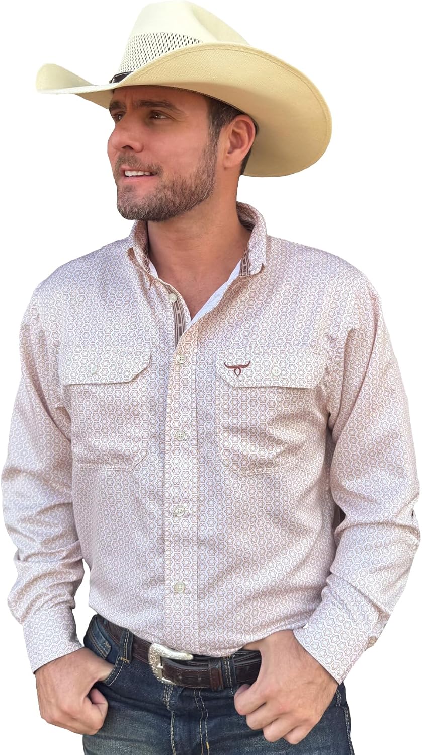 Drover Cowboy Threads Men's Long Sleeve, Signature Series Performance Vent Shirt