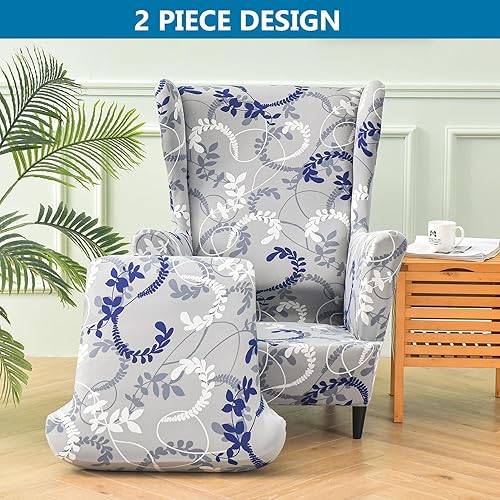 Miniatura 8 de HZDHCLH Fundas para silla Wingback, 2 piezas, fundas elásticas de elastano para sillón de sala de estar, sofá Washalbe (borgoña)