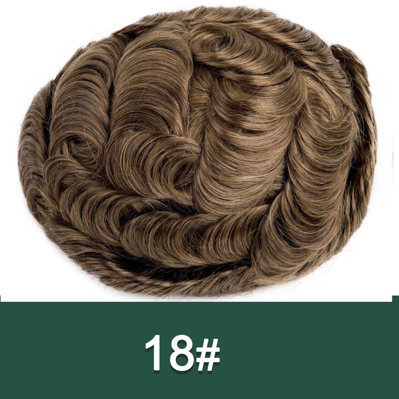 Men's Toupee Real Hair Ultra-Thin 0.03mm Skin Toupee for Men Light Medium Density Hairpiece Base Size 8x10 Inch 100% Human Hair System for Men (#18) - Image 2