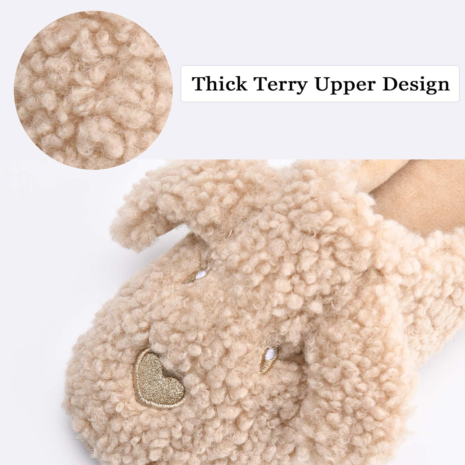 Women's Cute Animal Memory Foam Slippers, Warm Soft Comfy Cozy Funny Dog House Slippers for Lady Indoor, Fleece Fluffy Slip On Bedroom Winter Womens Slides with Anti-Skid Sole Pink Grey Beige - Image 2