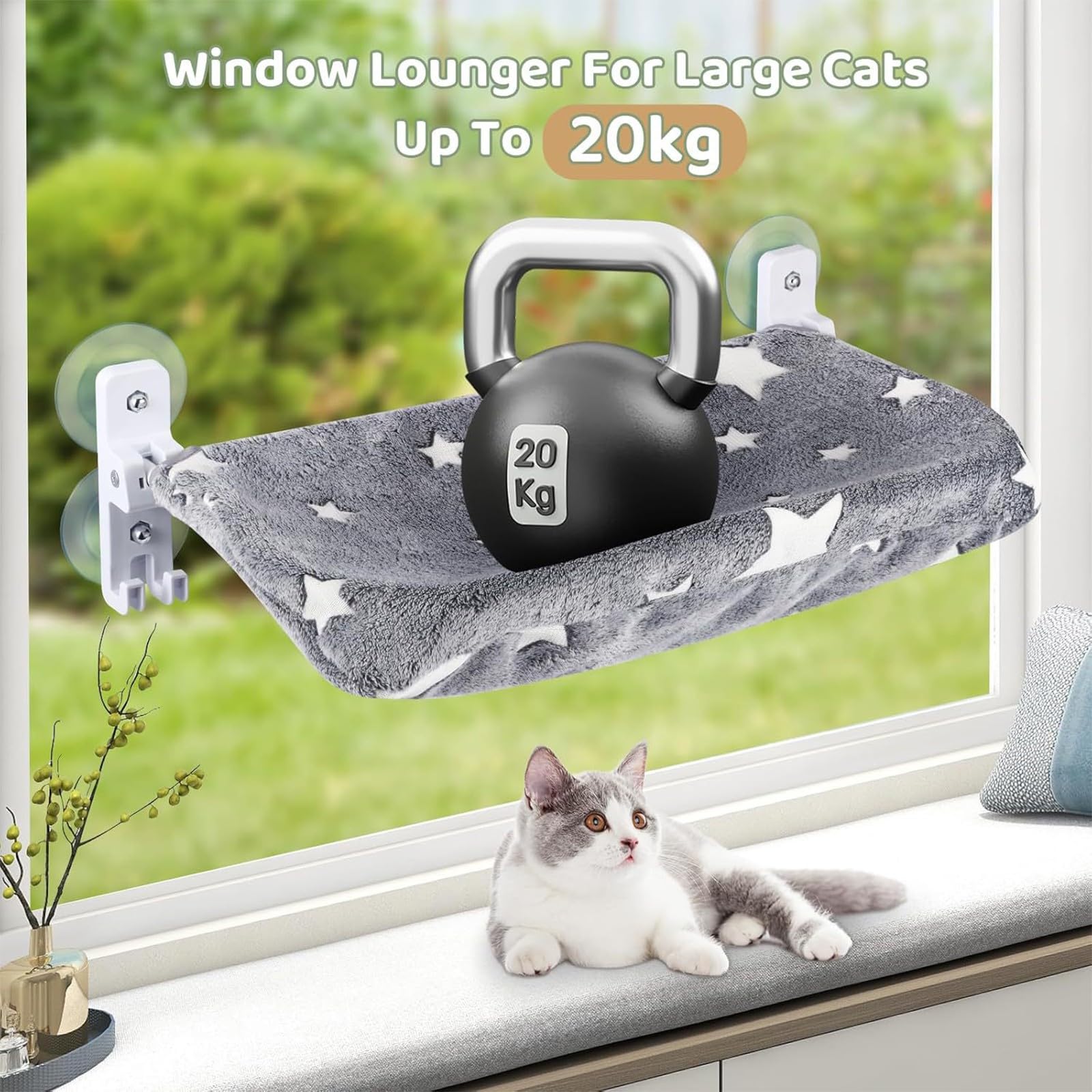 Poggiapiedi per gatti lavabile in lavatrice, con tecnologia di aspirazione antiscivolo e telaio pieghevole salvaspazio, artigli morbidi, posatoi amichevoli per gatti