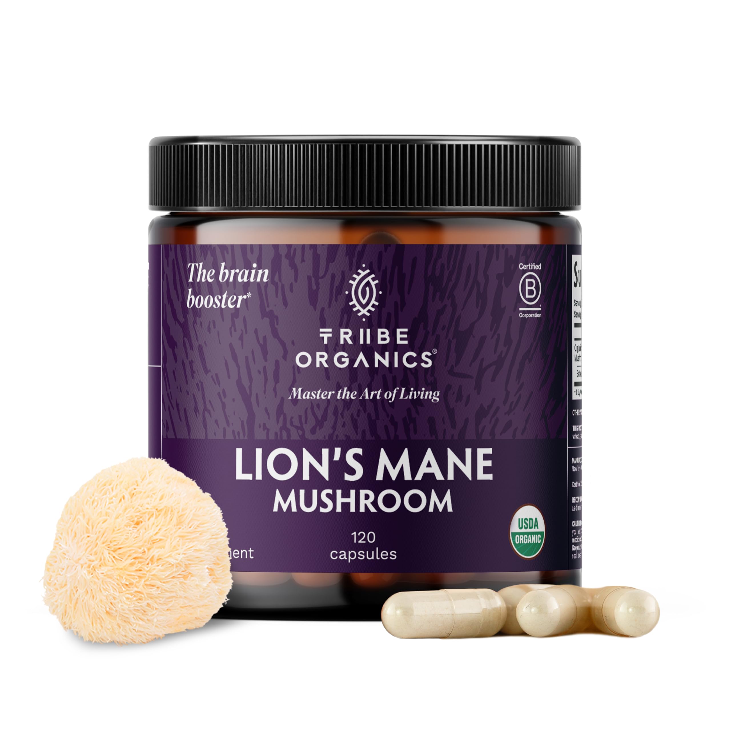 100% Pure Lions Mane Mushroom Extract (Fruiting Body) + Bioperine (Absorption Enhancer) - 120 Vegan Capsules, 1800mg - Brain Booster. Mental Clarity. Immune Support
