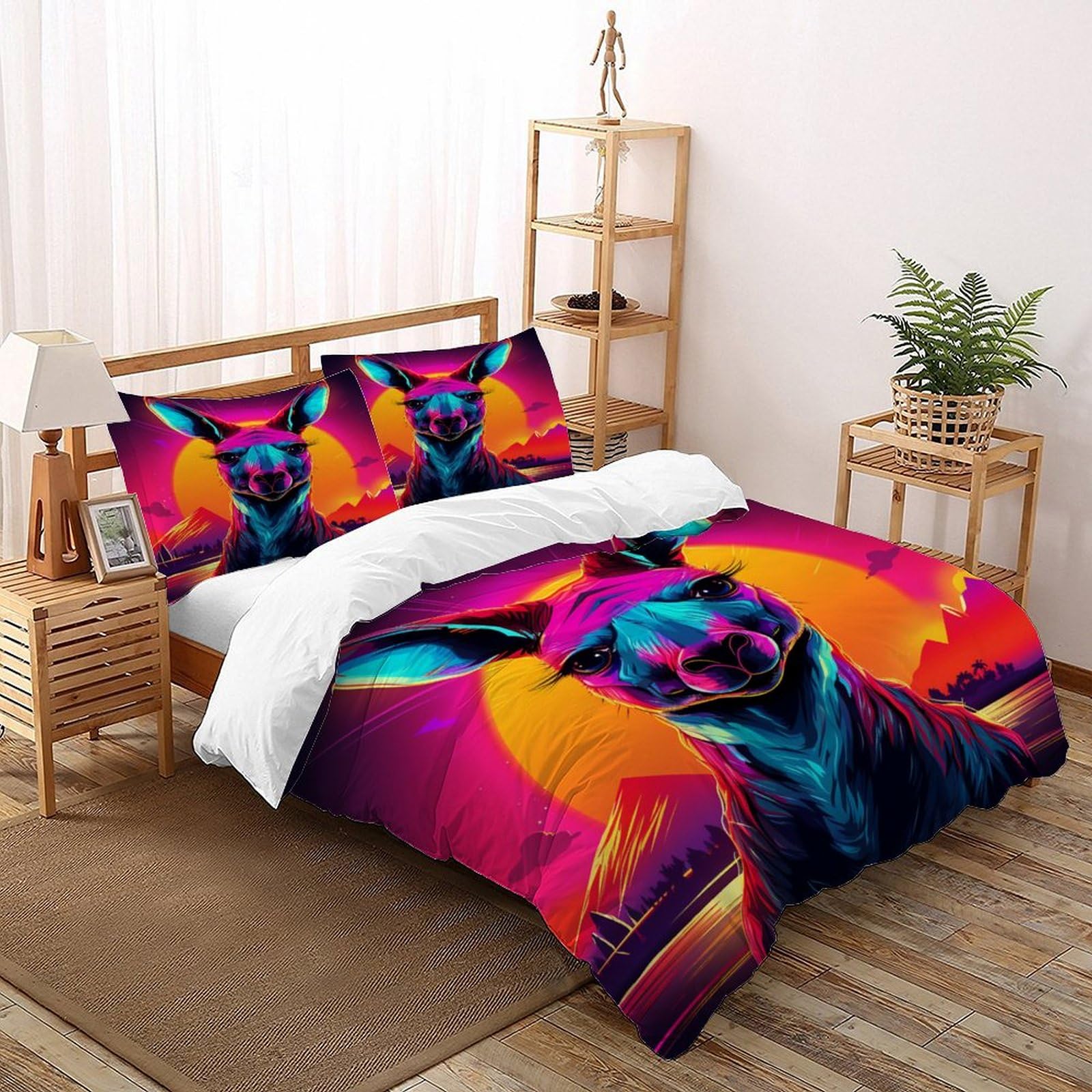 Linge de lit kangourou 3D parure premium en microfibre fine 260x220cm pour adulte