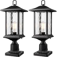 Beionxii 21inch Outdoor Post Lights, Large Exterior Lamp Post Light, Black