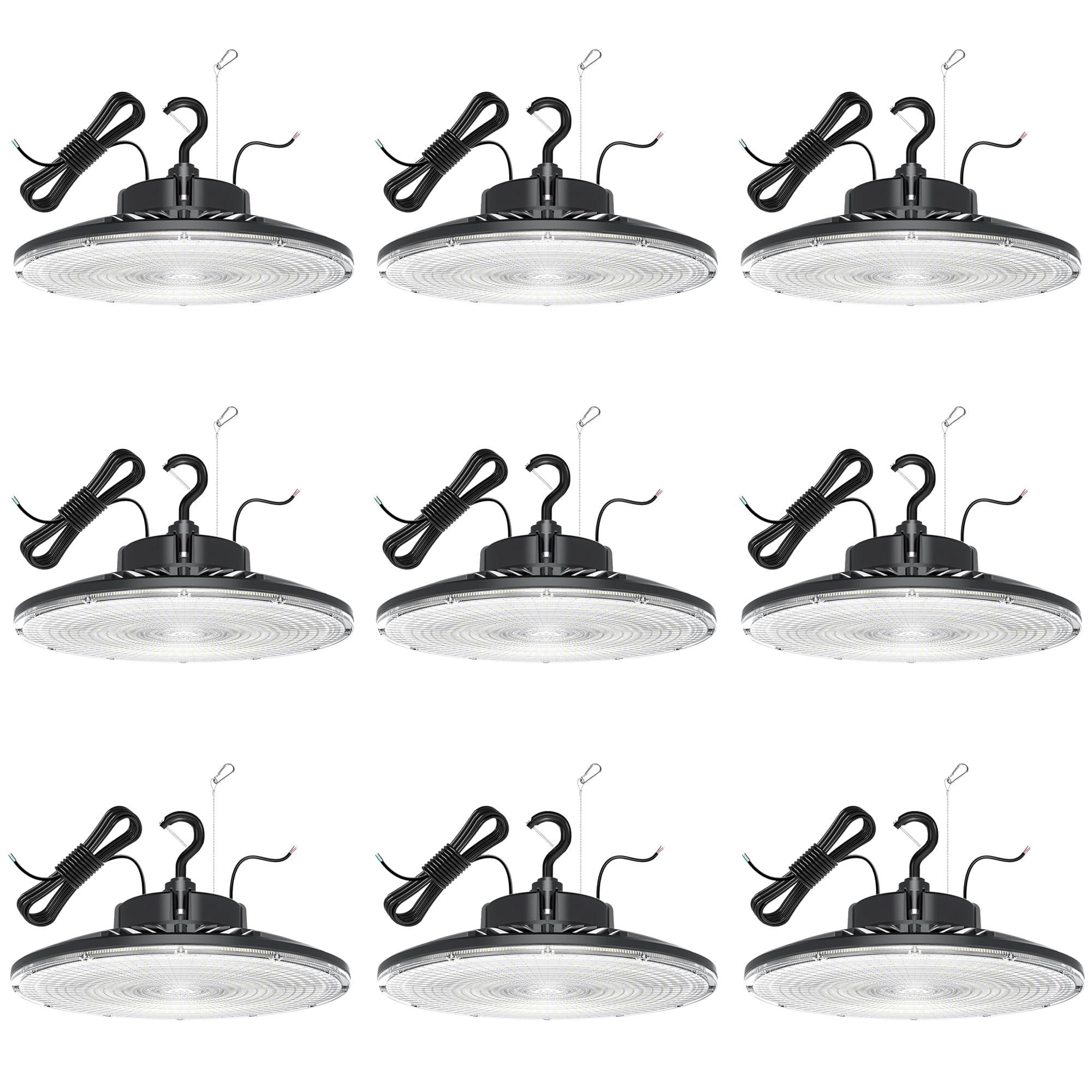 300W High Bay Light 9Pack 45000lm UFO LED Light 1500W HID HPS Equiv UL DLC Listed 0-10V Dimmable
