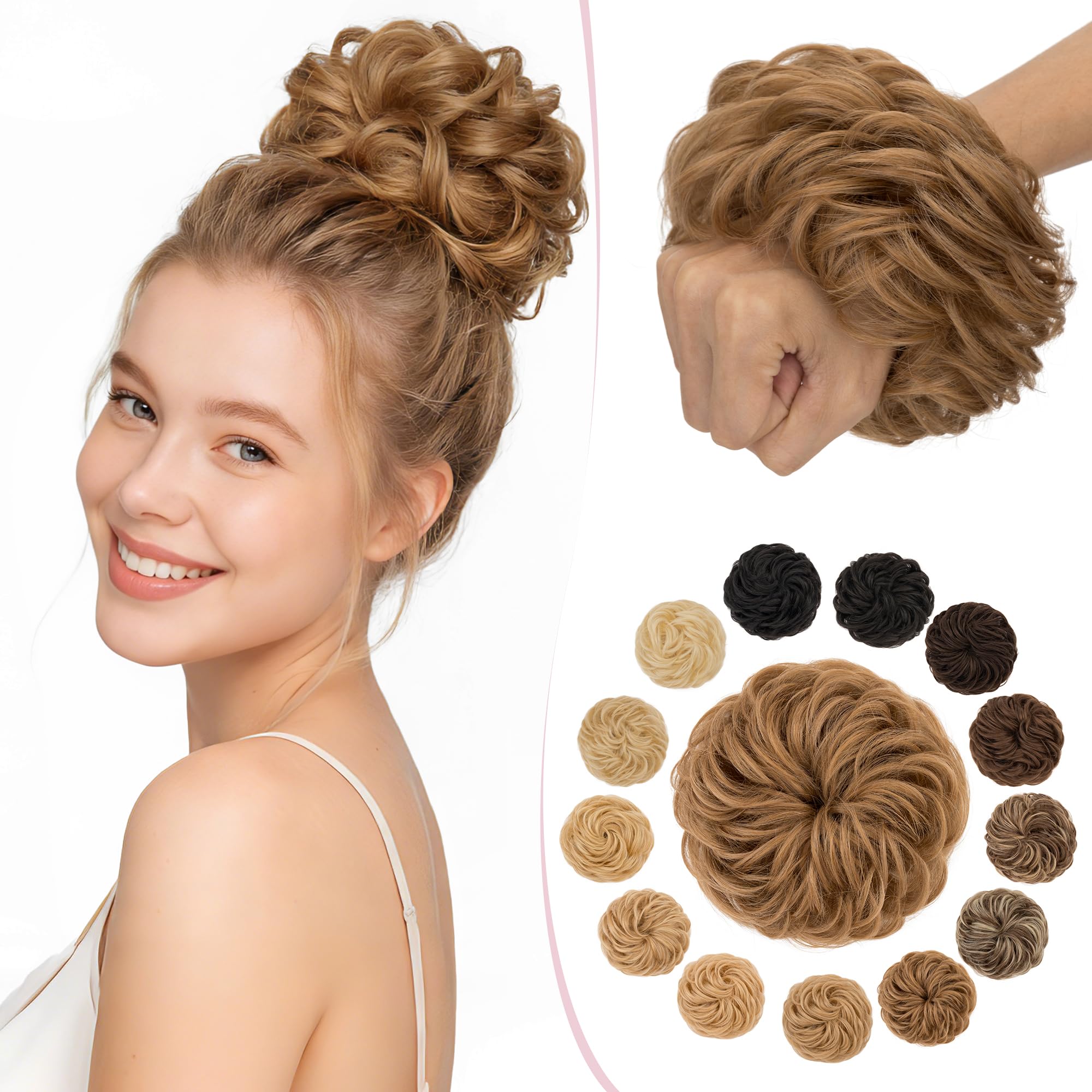 SEGO Pro Haarteil Mit Gummiband Echthaar Dutt Haarteil Echthaar Haargummi Mit Haaren Glatt Hair Messy Bun Hochsteckfrisuren Haarverlängerung für Damen Mädchen