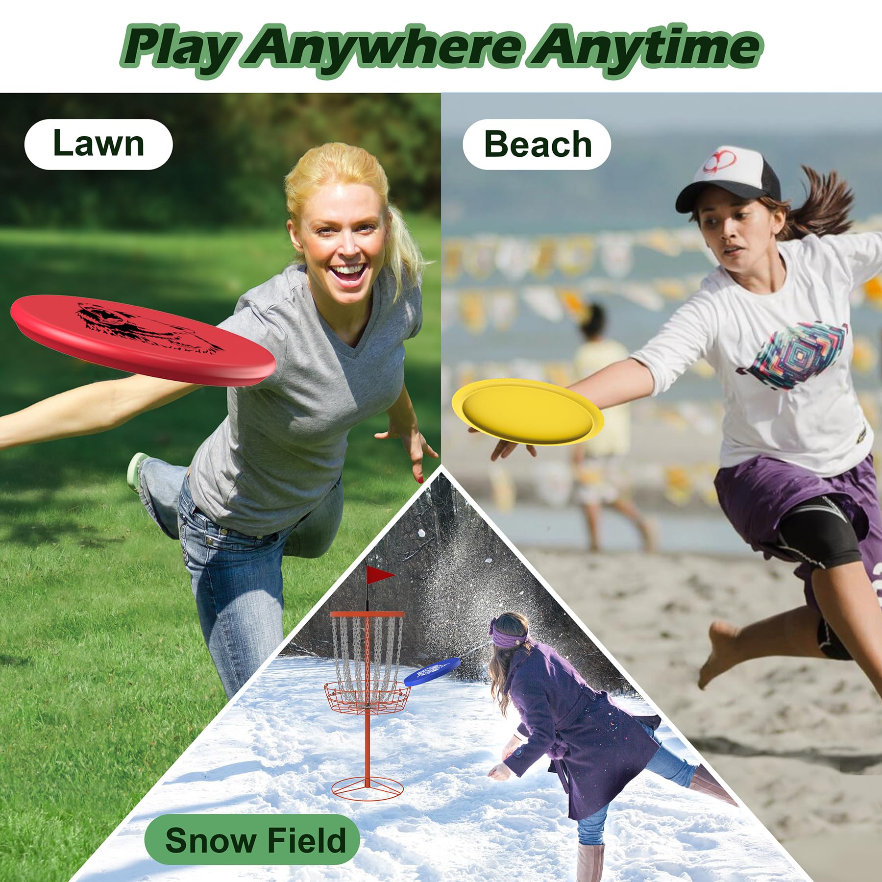 NQV Disc Golf Set for Beginners, 18 Disc Golf Discs with 9 Types of Pictures, 6 Drivers 6 Putters 6 Mid Ranges, Play Outdoor Indoor Backyard for 3 Plus People Family