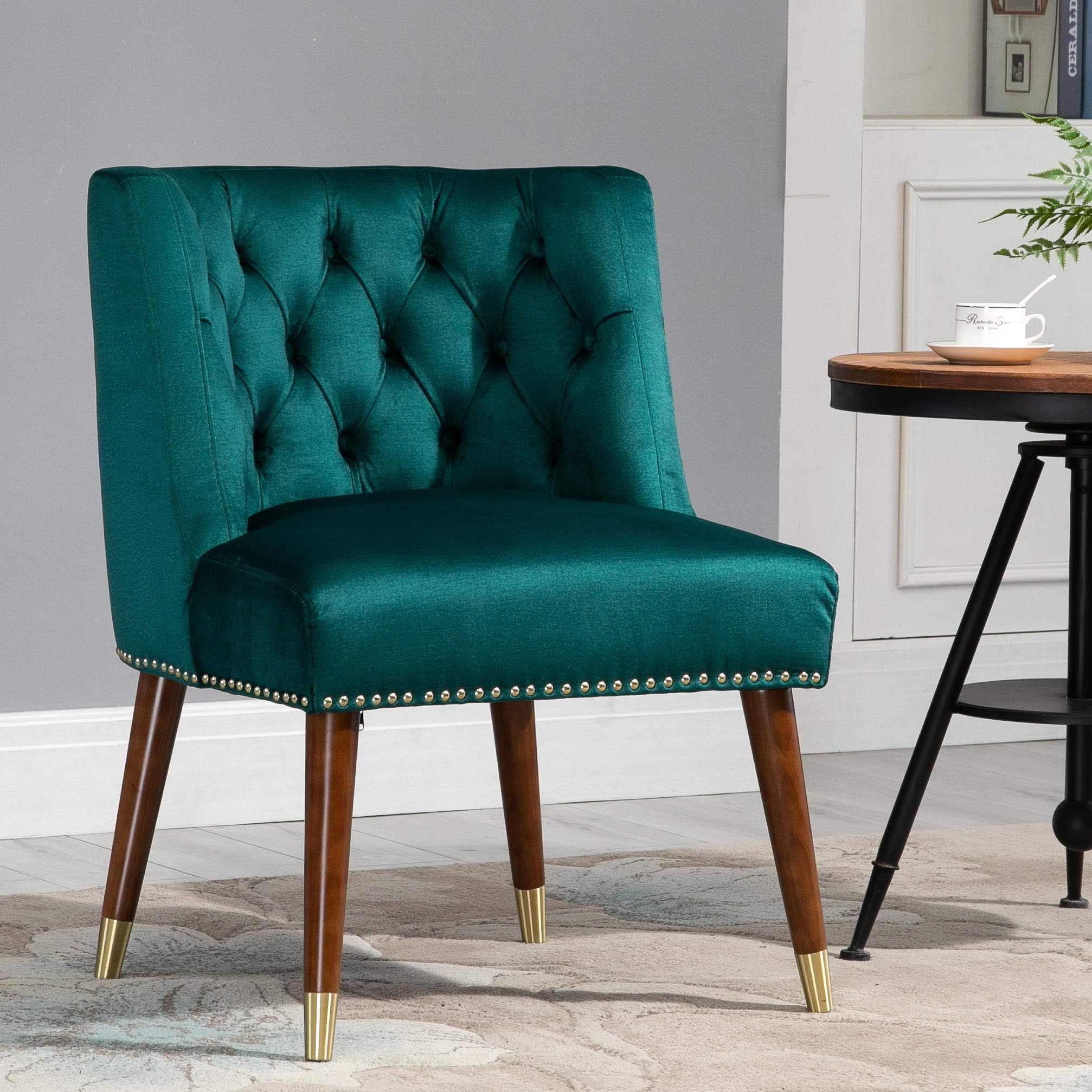 ZUAGCO Velvet Accent Chair Club Chair Set of 2 (Green)
