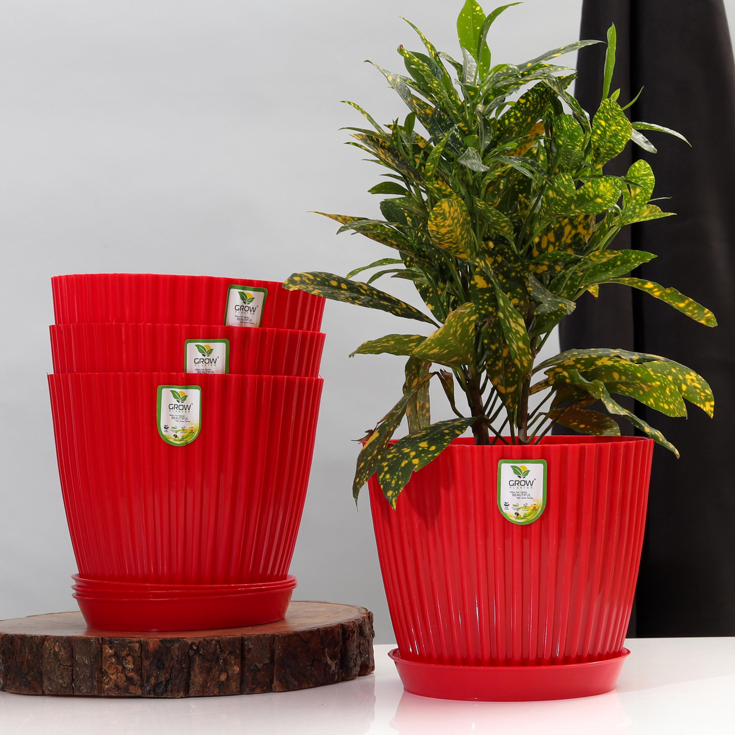 7" Plastic Mega Flower Pots - Pack of 4 -14 7" Plastic Mega Flower Pots - Pack of 4 -14