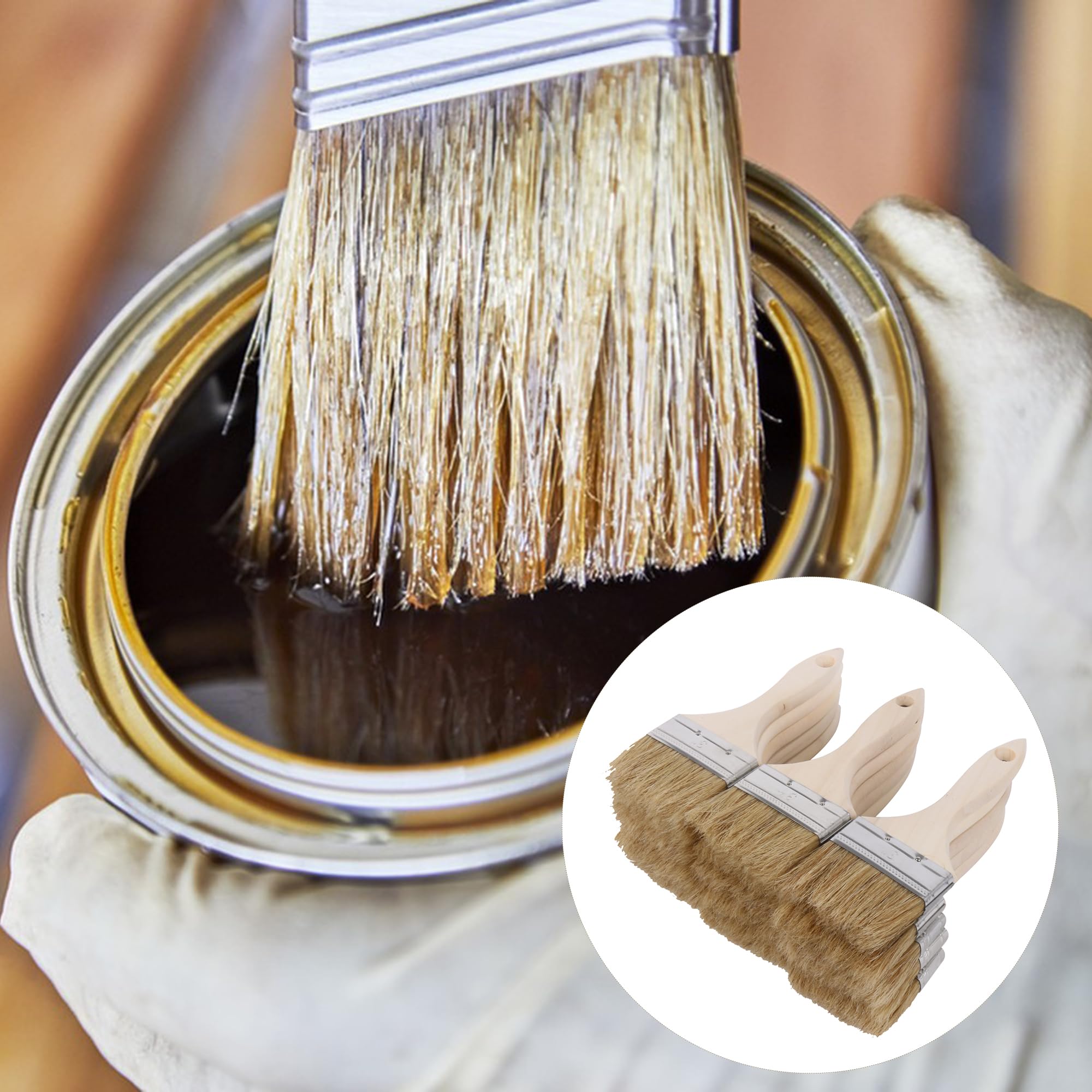 Pincel plano con mango extendido para pintor profesional de 3 pulgadas, paquete de 15