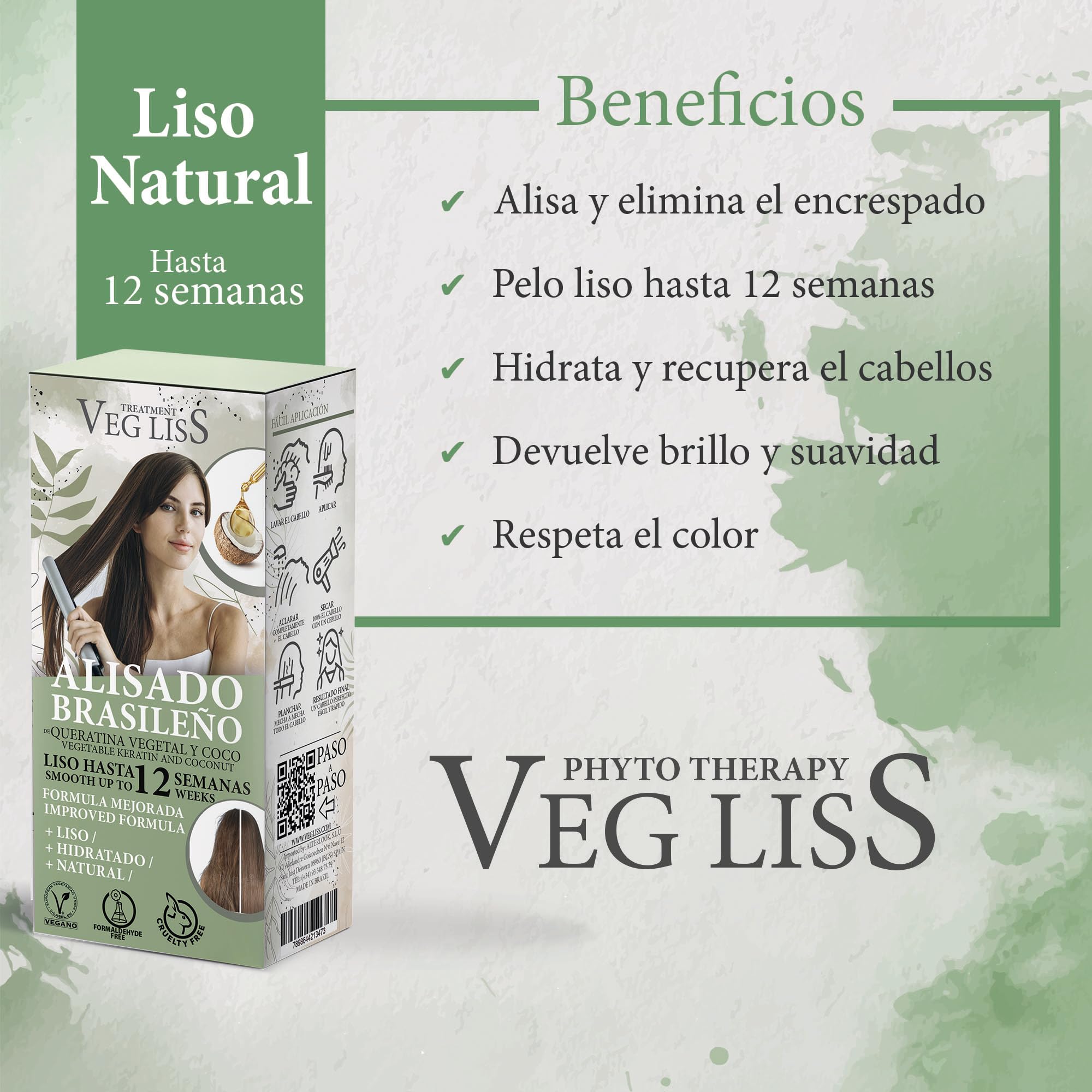 VEGLISS, Brazilian Hair Straightening with Plant-Based Keratin, New Formula At-Home Brazilian Keratin Treatment - Image 2