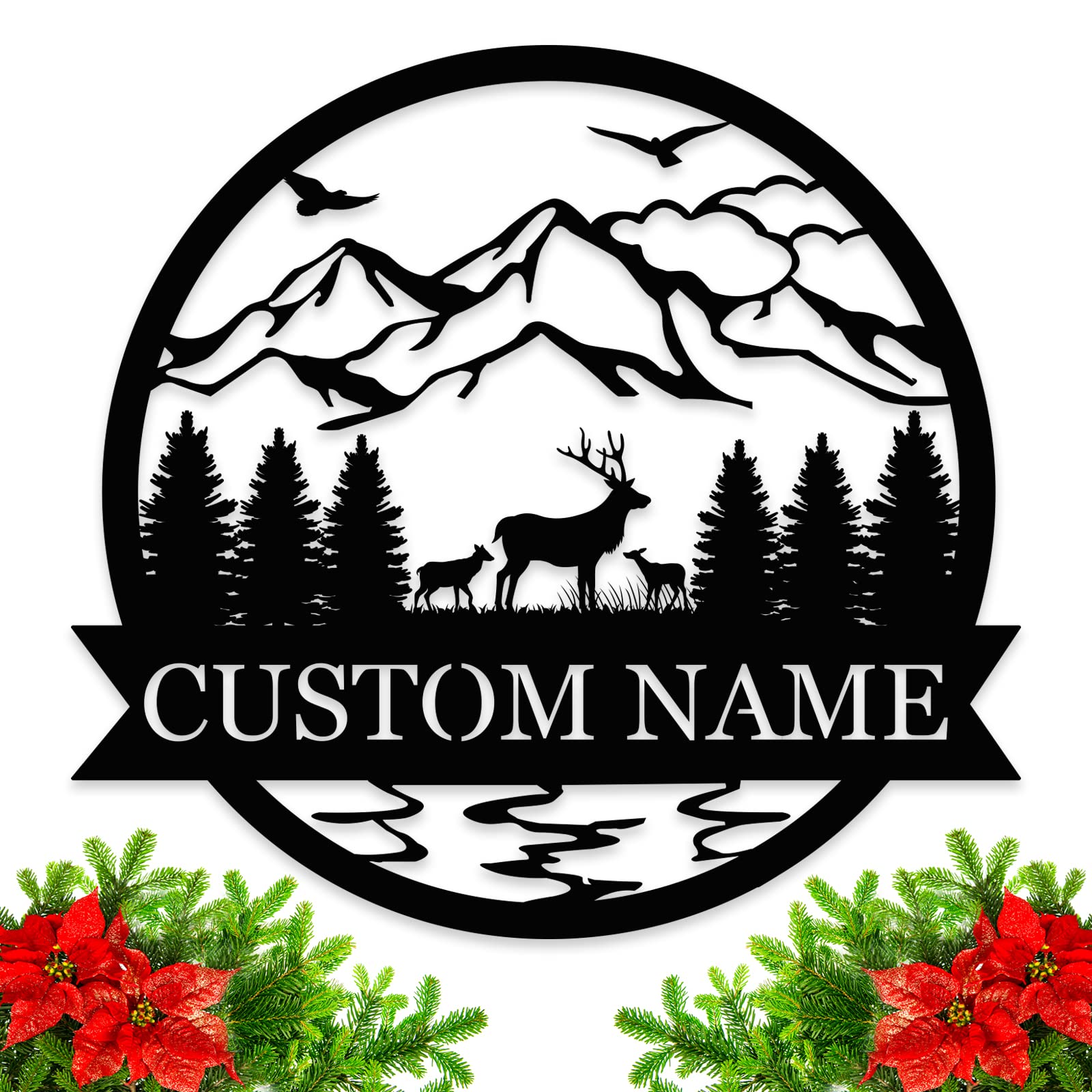 Custom Deer Monogram Name Sign Deer Family Name Metal Sign Custom Outdoor Metal Sign Custom Last Name Sign Metal Personalized Metal Sign Monogram