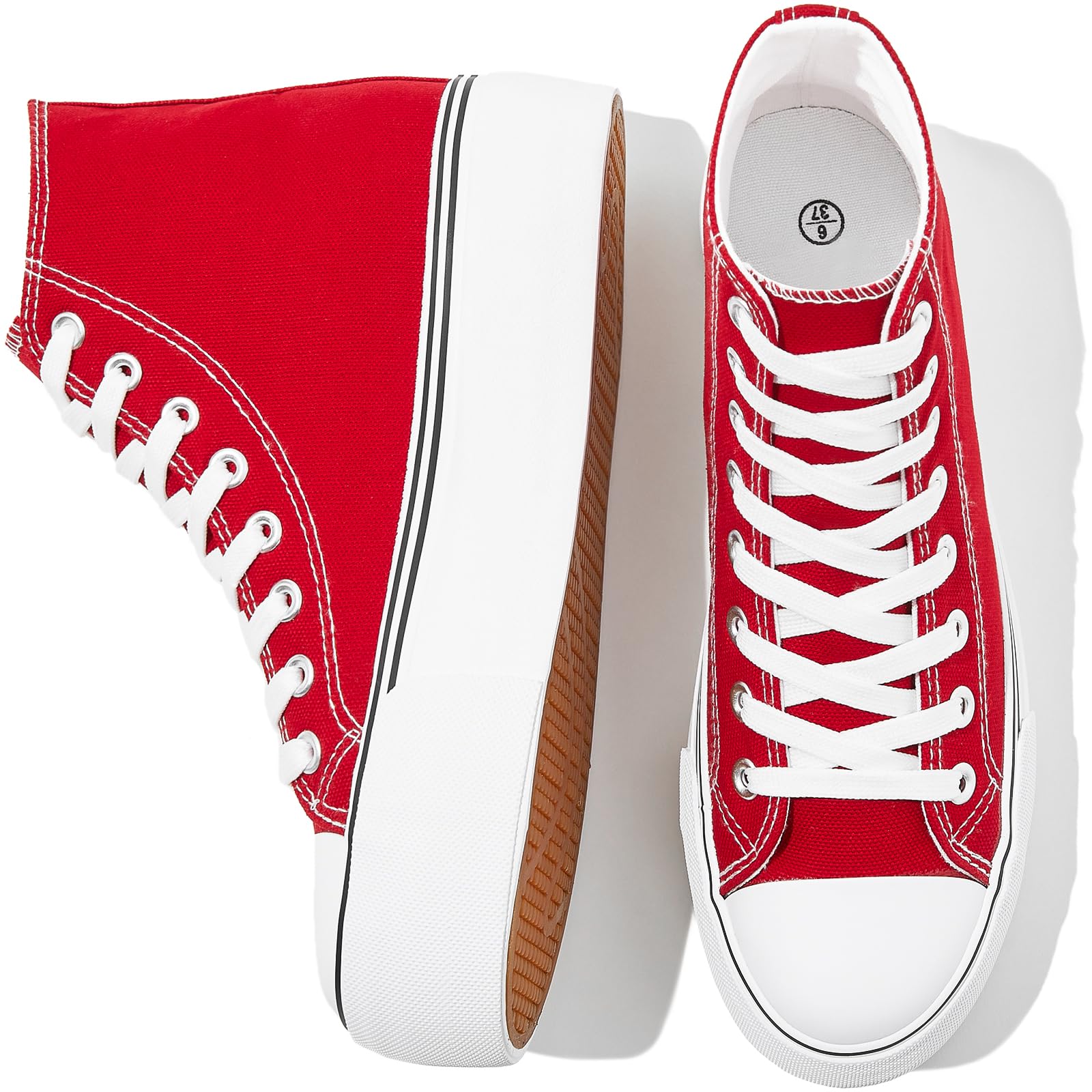 Womens White Platform Sneakers High Top Canvas Shoes