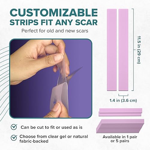 Miniatura 6 de Epiderm - Hojas de silicona transparente para cicatrices de tiras largas, suaves, flexibles y reutilizables, tratamiento para abdominoplastia,