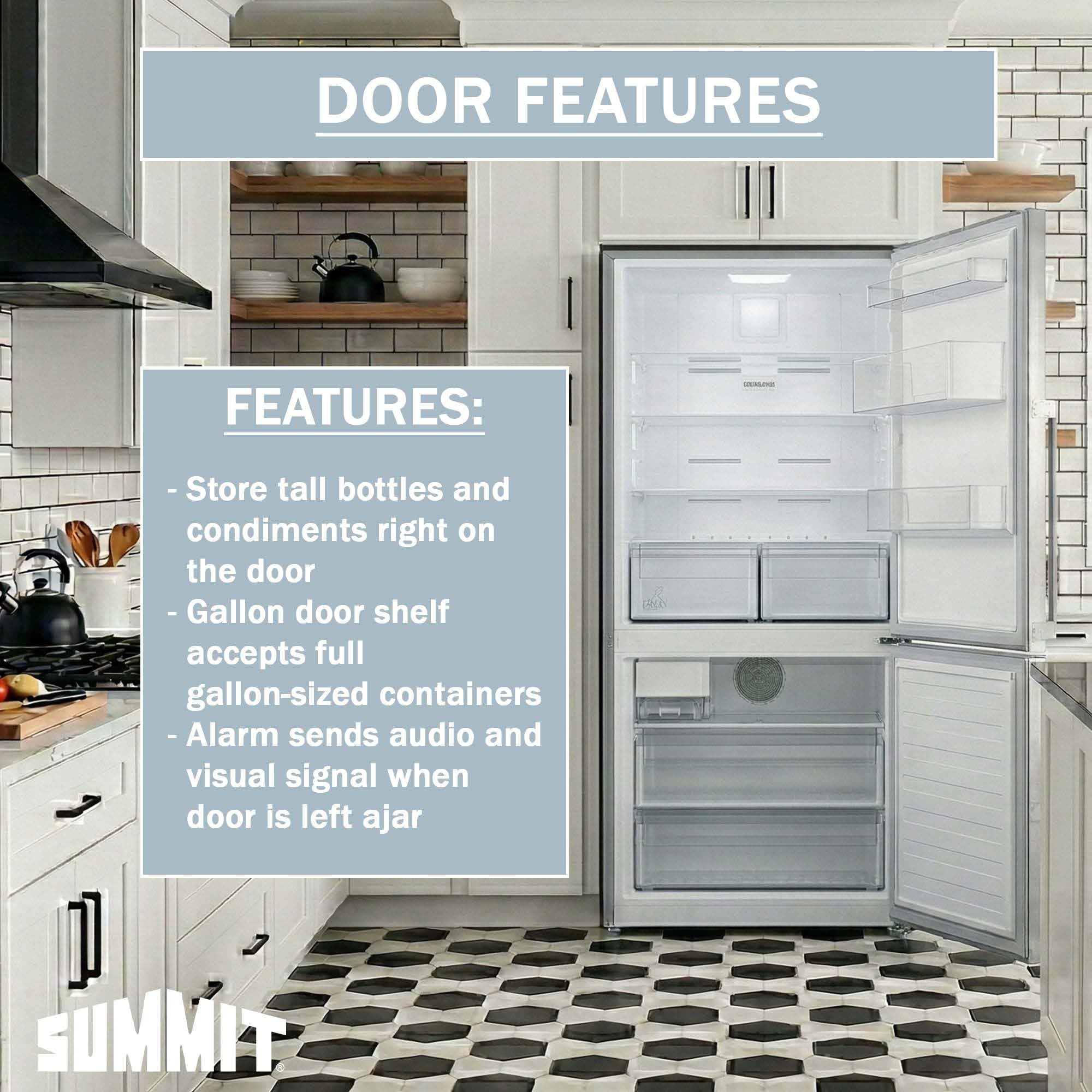 Summit Ffbf284ssim 28" Wide Bottom Freezer Refrigerator, Icemaker, 13.8 Cu.Ft, Stainless Steel Door, LED Lighting, Energy Star Certified, Perfect For Apartments And Small Kitchen on Fridge.com - View 5
