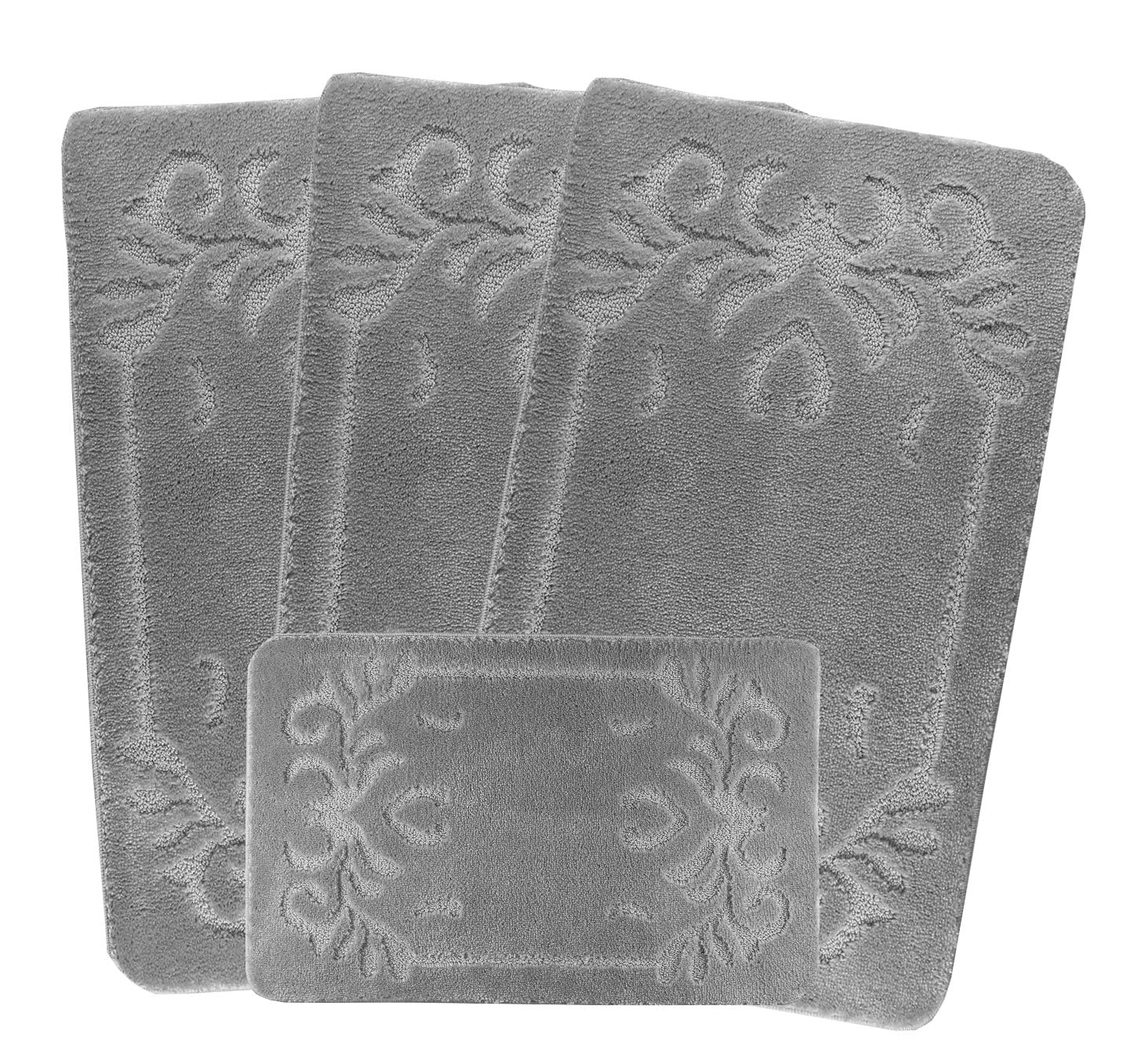 emmahome ROMANY GYPSY CARAVAN WASHABLE 4PCS MAT SET, LARGE SIZES 100X140CM, Mabel (Grey)