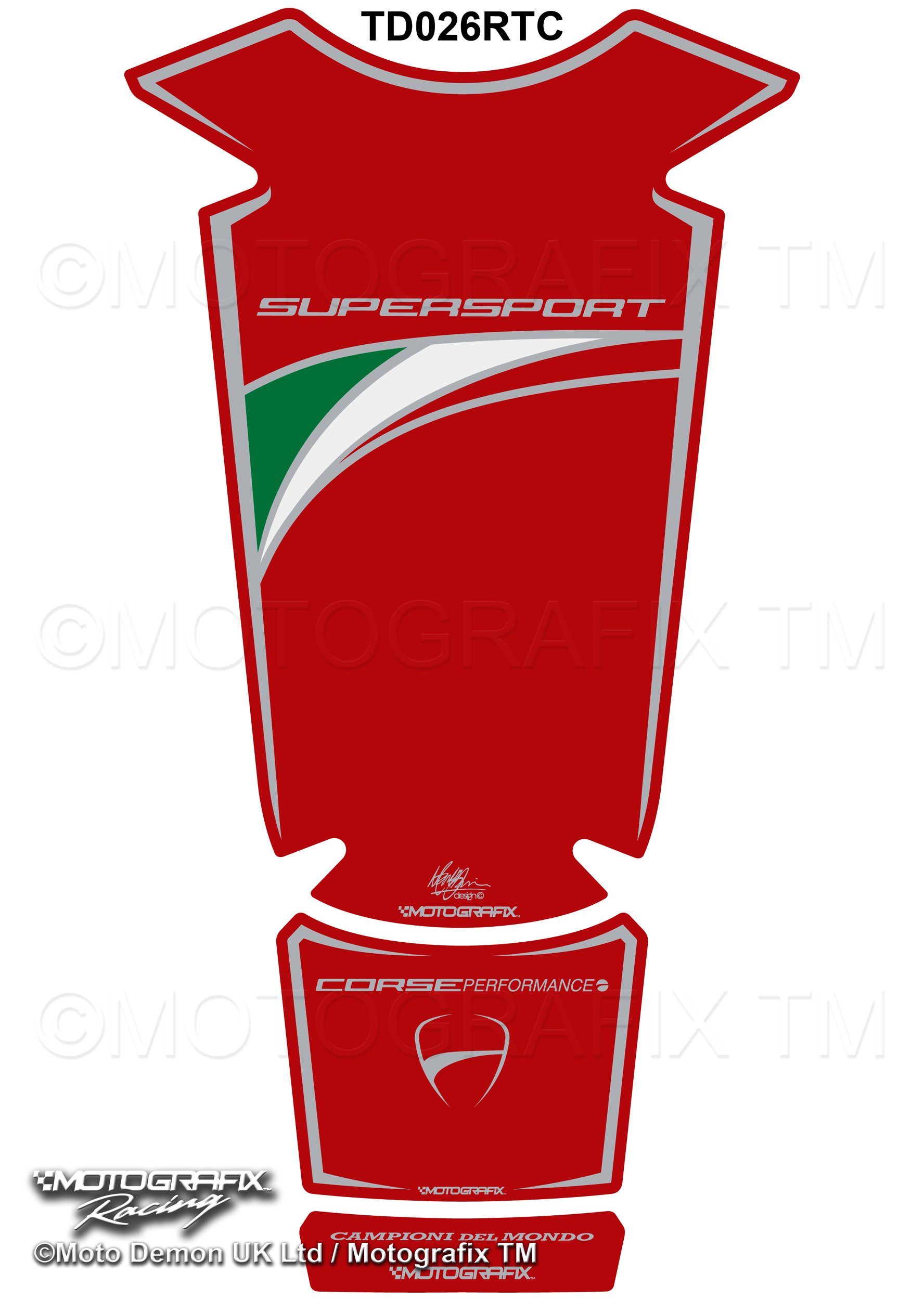 Motografix Tank Pad Protector Compatible With Ducati Supersport SS 2016 2017 TD026RTC