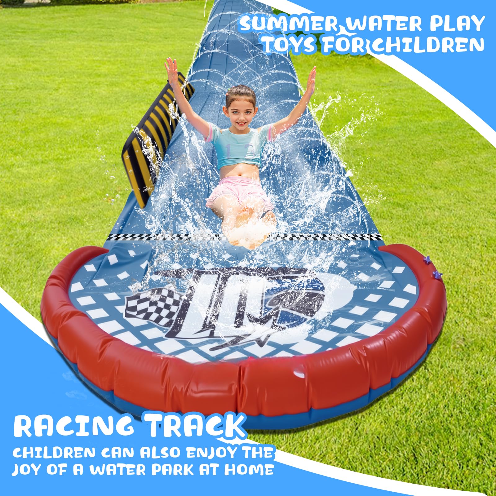 ACTOYS Toboggan de Pelouse, Ventriglisse Aquatique, Tapis de Glisse Eau Enfant Adulte, Toboggans Single avec Arroseur Intégré, Jeu Exterieur Jardin Enfant, Jouets d'Été (A)