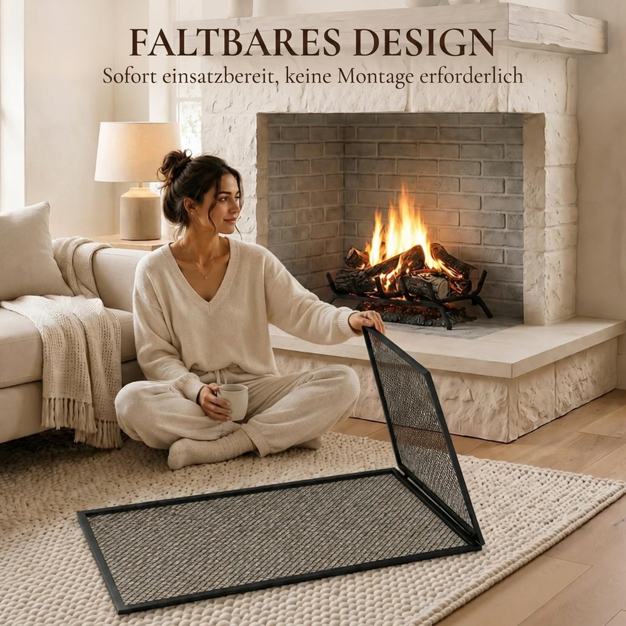 HOMCOM Kaminschutzgitter, Faltbarer Funkenschutz aus Metall, 141 x 50 cm