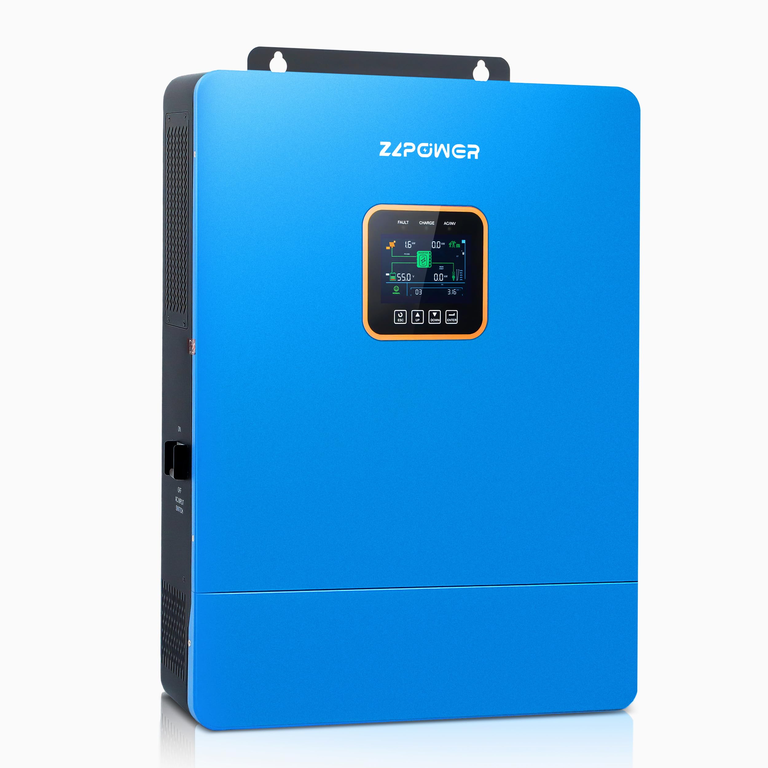 ZLPOWER UL1741 Onduleur solaire 8000 W DC 48 V, entrée/sortie AC 120 V/240 V (réglable), onduleur à onde sinusoïdale pure divisée, 2 MPPT, charge de batterie max 200 A (parallèle/WiFi/BMS COMM), sans