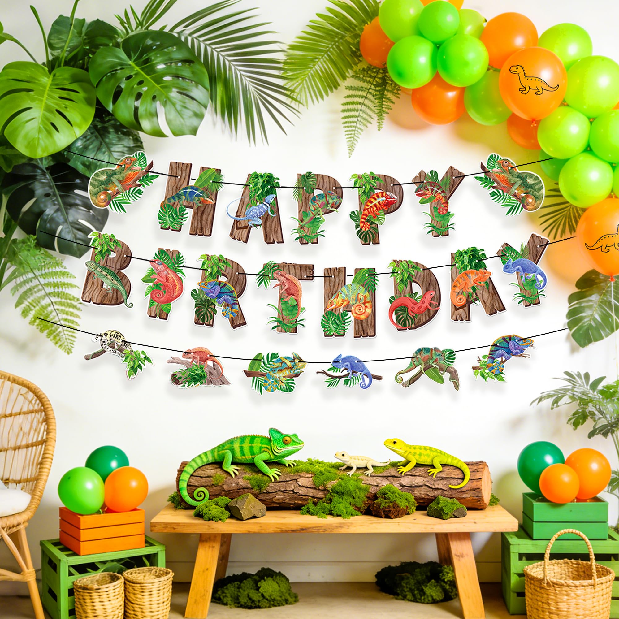Reptile Birthday Party Decorations Reptile Swamp Happy Birthday Banner Zoo Animals Lizard Snake Alligator Party Favors Supplies