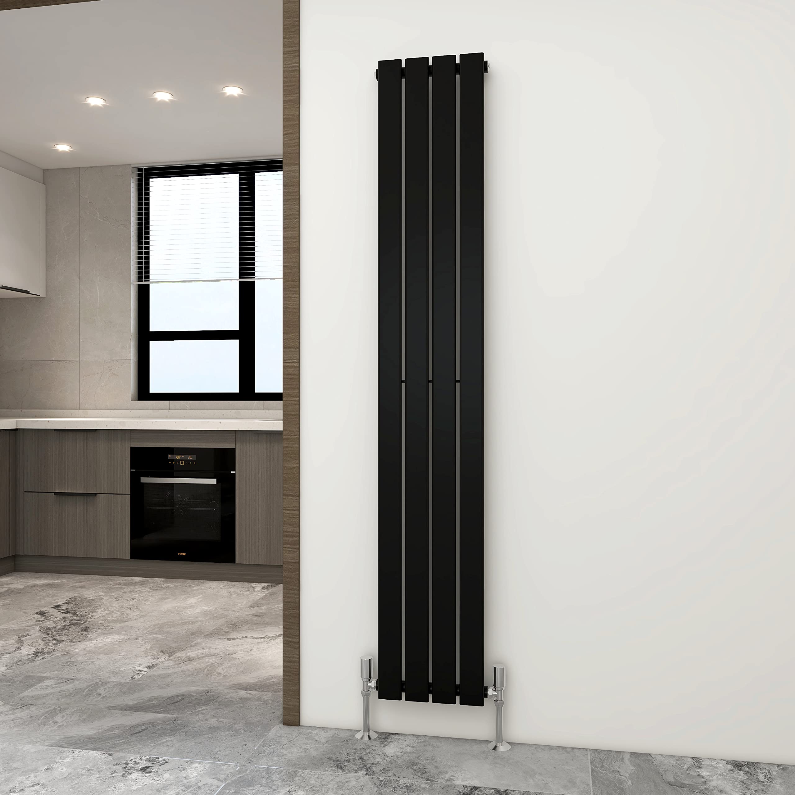 Mcc Direct Black Radiator Horizontal Vertical Designer Flat Panel Central Heating Radiator 1800Mm Height (1800X272mm Single, )
