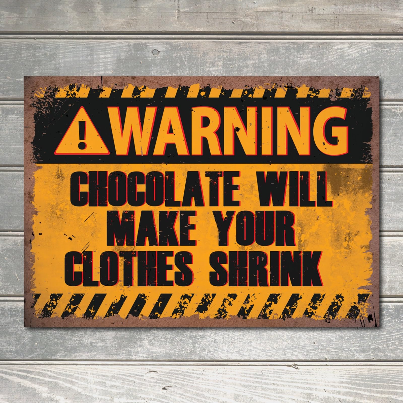 CHOCOLATE WARNING Funny Metal Signs Vintage Man Cave Gift Decor Metal Plaque