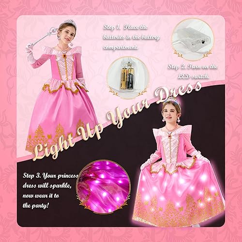 Miniatura 3 de Light Up Princess Dresses for Girls, Princess Dress Up Costume with 6-Pack Accessories