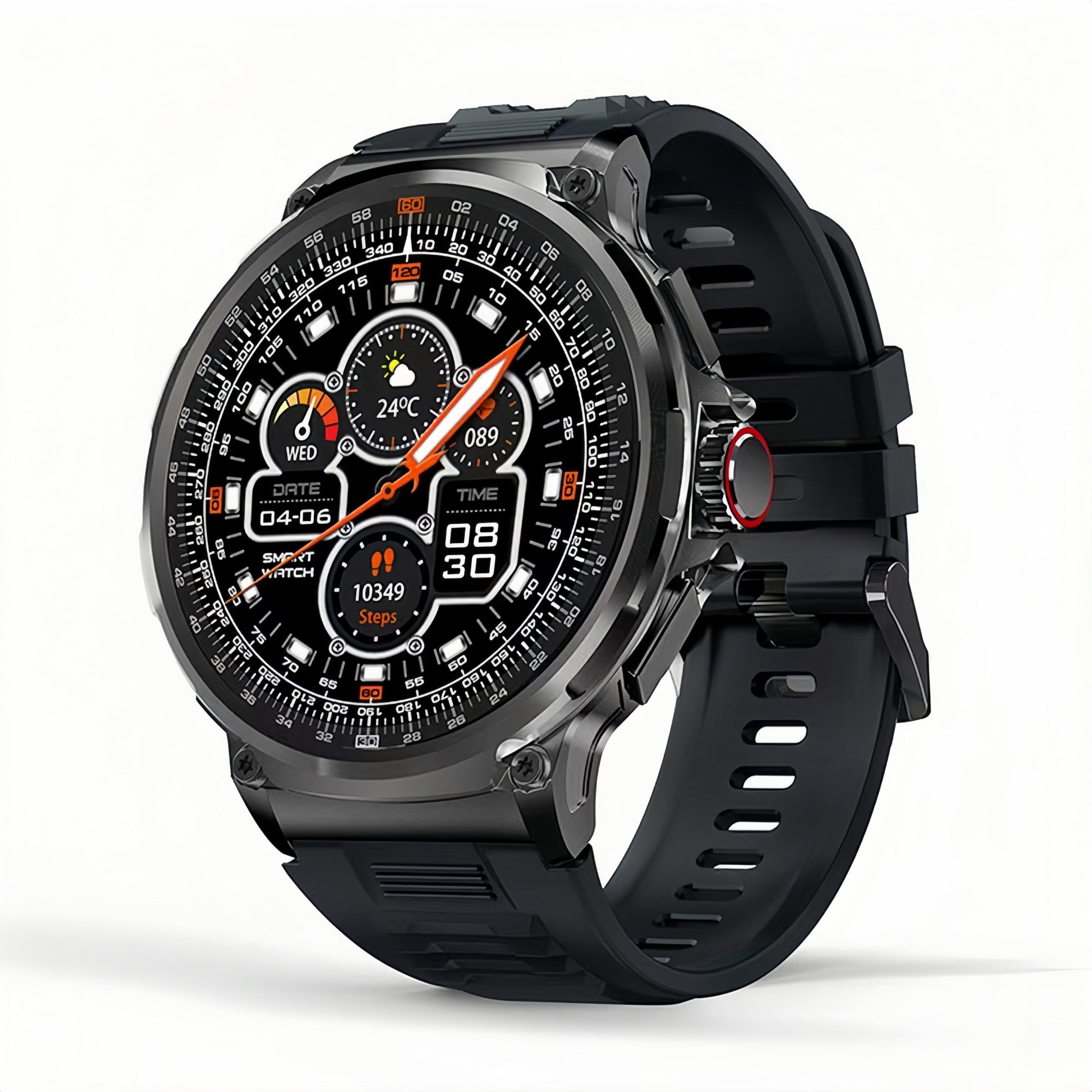 Zeus 2.0 Smartwatch kompatibel mit iOS & Android, 1,85 Zoll Display, Gesundheitsmonitoring, Bluetooth-Verbindung, Sportmodi,zuverlässige Akkulaufzeit für Sport und Alltag.