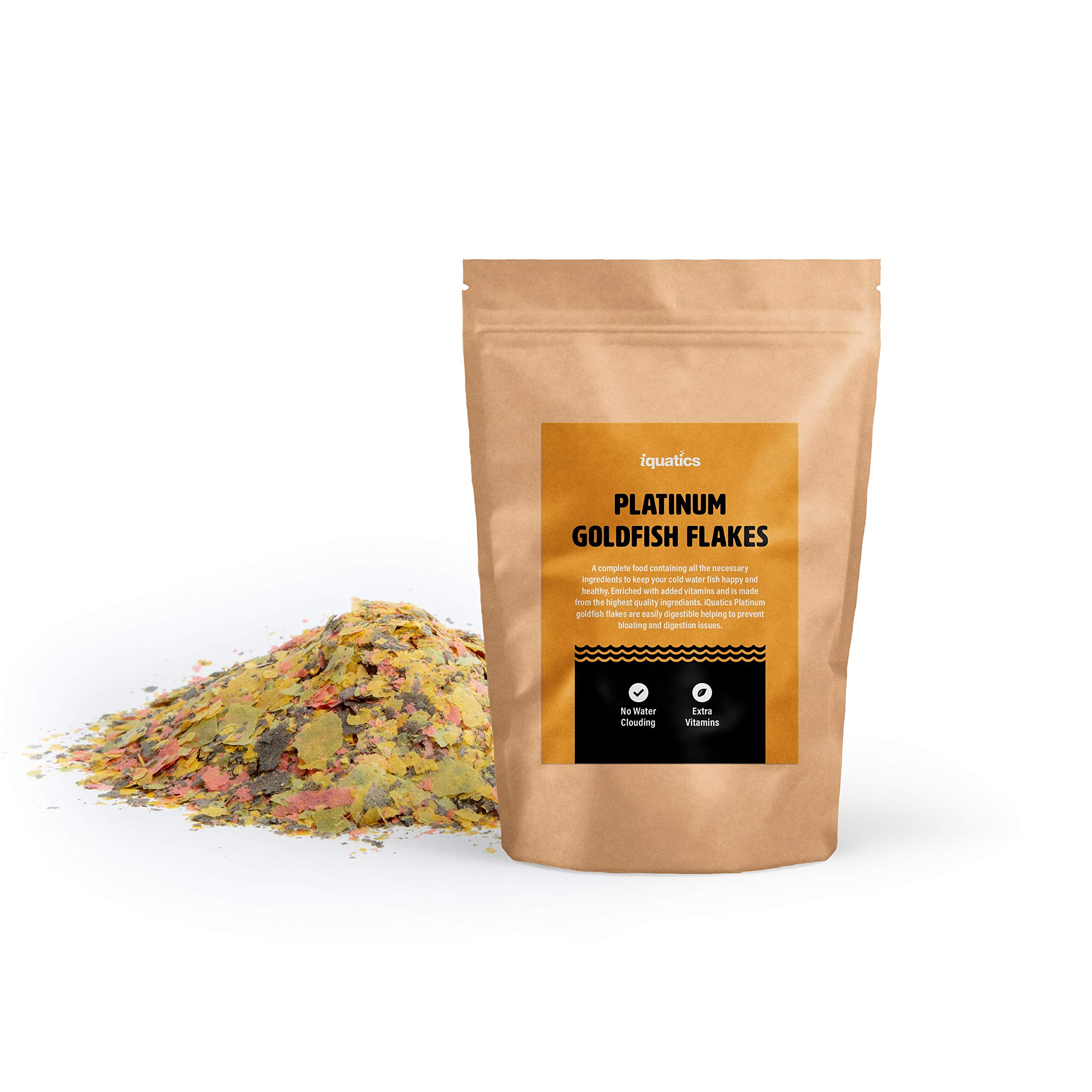 iQuatics Platinum Complete Nutrition Goldfish Food Flakes For all Cold Water Fish with Added Vitamins & Minerals - 100G