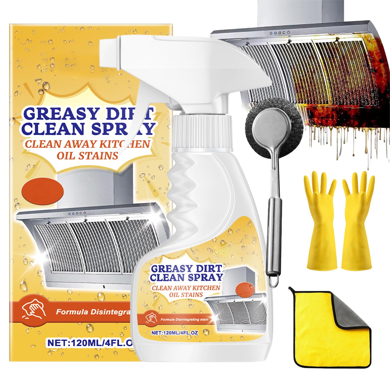 Rotateepic Foam Cleaner, Heavy Oil Stain Cleaners Kitchen, Greasy Dirt Degreaser Clean Spray, Multifunctional Powerful Kitchen Foam Cleaners, for Oven, Household, Stove & More. (1Pcs)