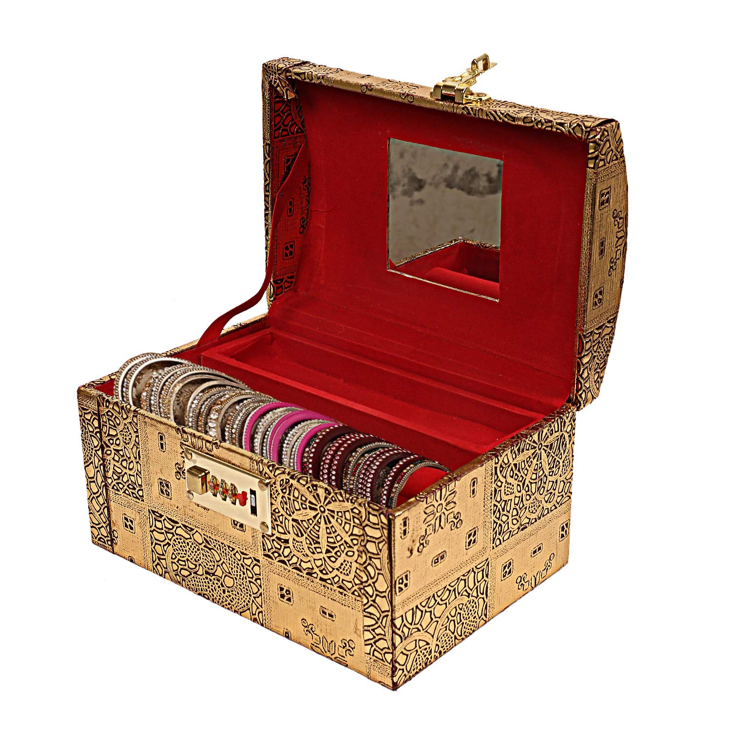 Kuber Industries Rectangular Wooden Vanity Box with Lock System