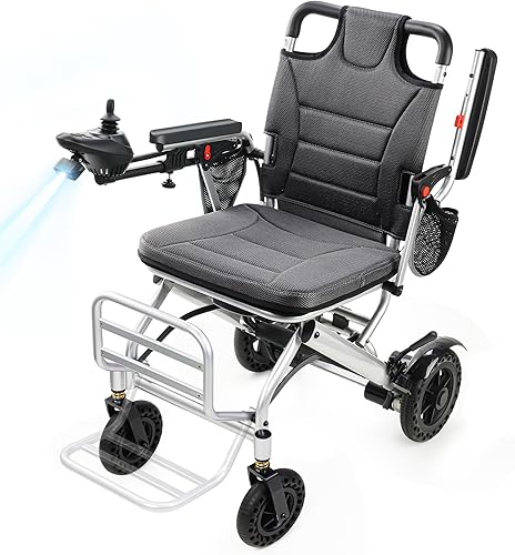 Sillas de ruedas eléctricas ultra ligeras de 33 lb para adultos - Alcance de 15 millas y motor dual de 360 W, capacidad de 330 lb, silla de ruedas