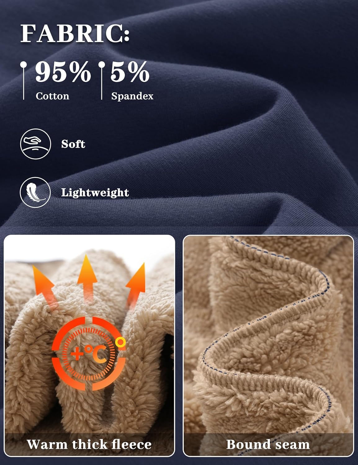 TACVASEN Men's Crewneck Sweatshirt Warm Sherpa Lined Thermal Sweatshirts Heavyweight Long Sleeve Winter Fleece Pullover Shirt - Image 6